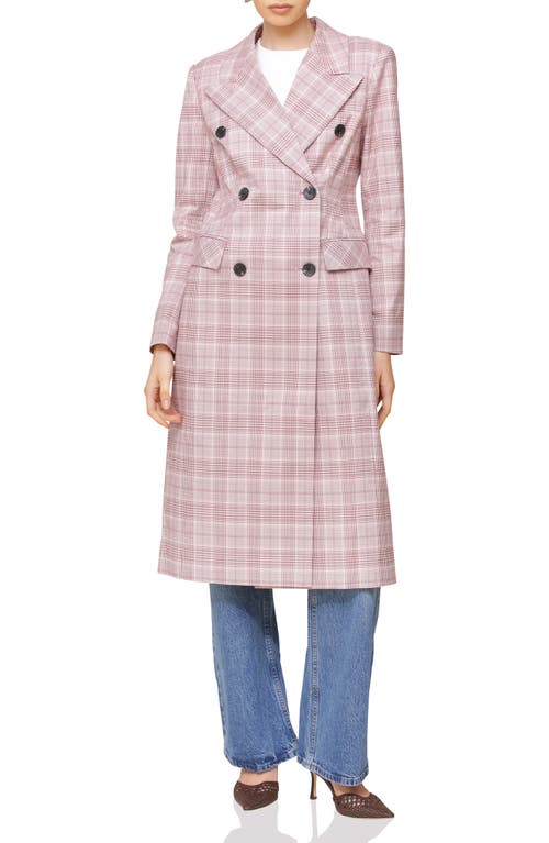 Shop Avec Les Filles Plaid Double Breasted Coat In Pink-red