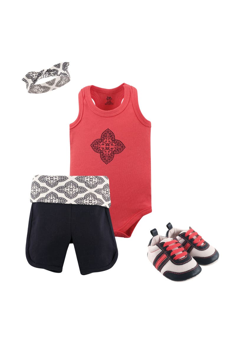 Cotton Layette and Shoe Set, Main, color, Ornate Clover