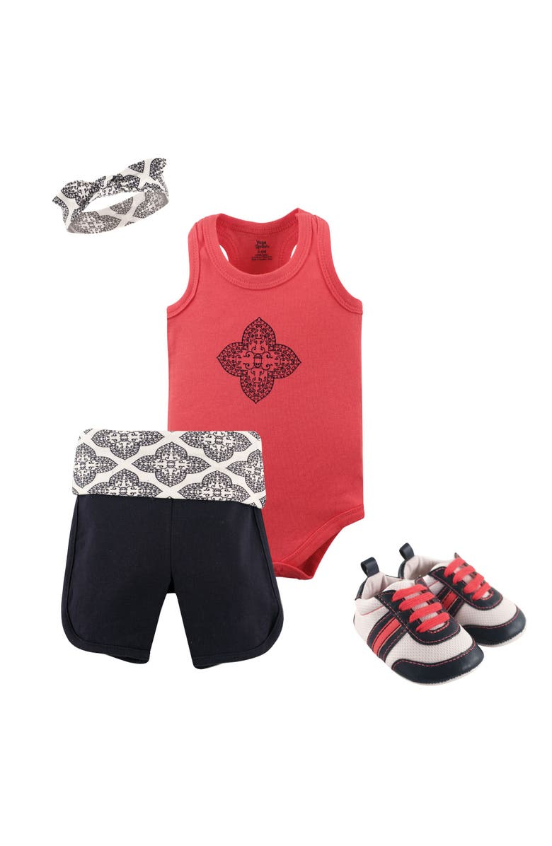 Yoga Sprout Cotton Layette and Shoe Set, Main, color, Ornate Clover