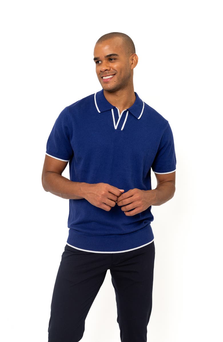 PINO BY PINOPORTE Tipped Cotton & Cashmere Polo, Alternate, color, Navy