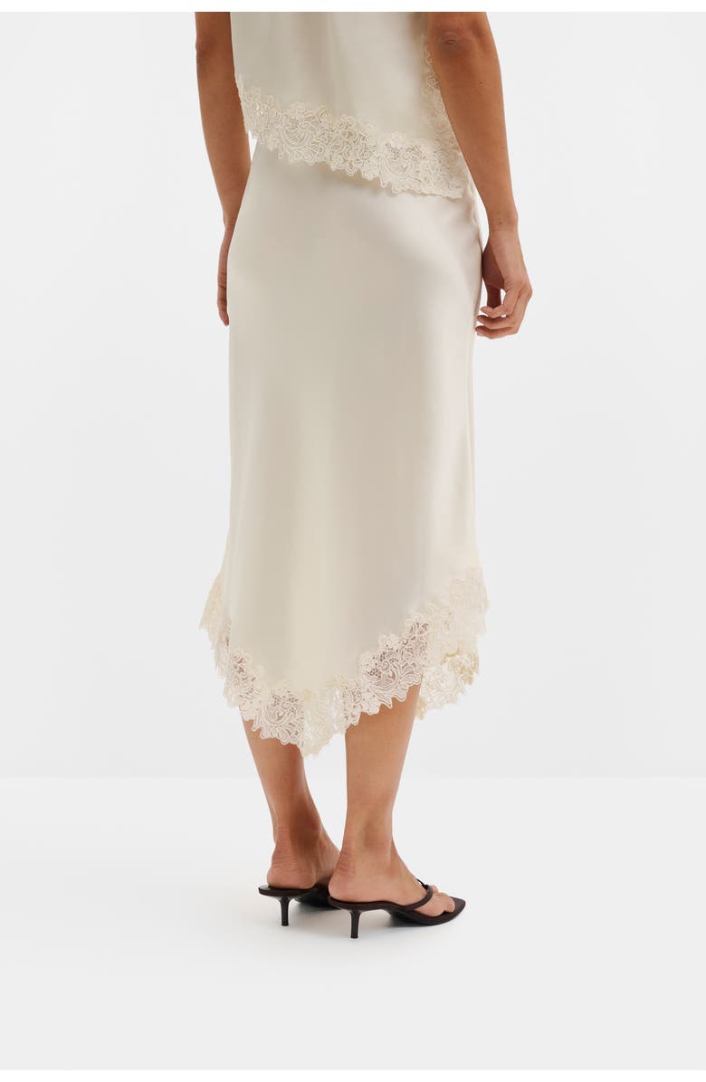 Malina Heylin Asymmetric Lace Hem Midi Skirt, Alternate, color, Pearl