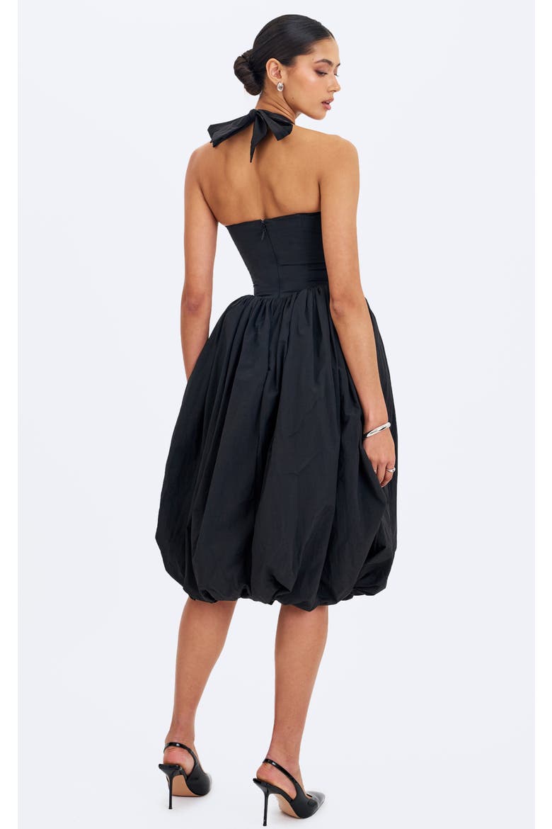 Veradis Taffeta Halter Bubble-Hem Midi Dress, Alternate, color, Black
