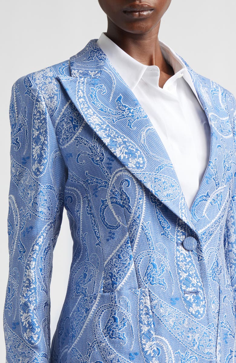 Etro Microcheck Embroidered Paisley Jacket, Alternate, color, Multicolour On Blue Base