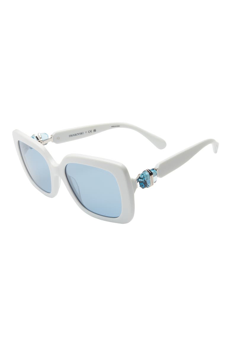 55mm Square Sunglasses, Alternate, color, WHITE
