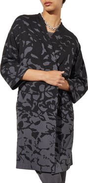 Ming Wang Floral Jacquard Belted Jacket