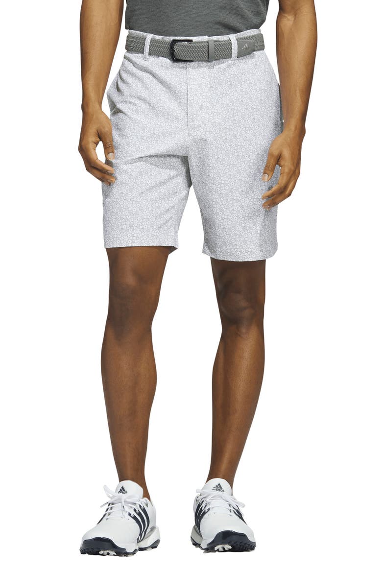 Ultimate Floral Performance Stretch Flat Front Shorts, Main, color, WHITE/ GREY THREE