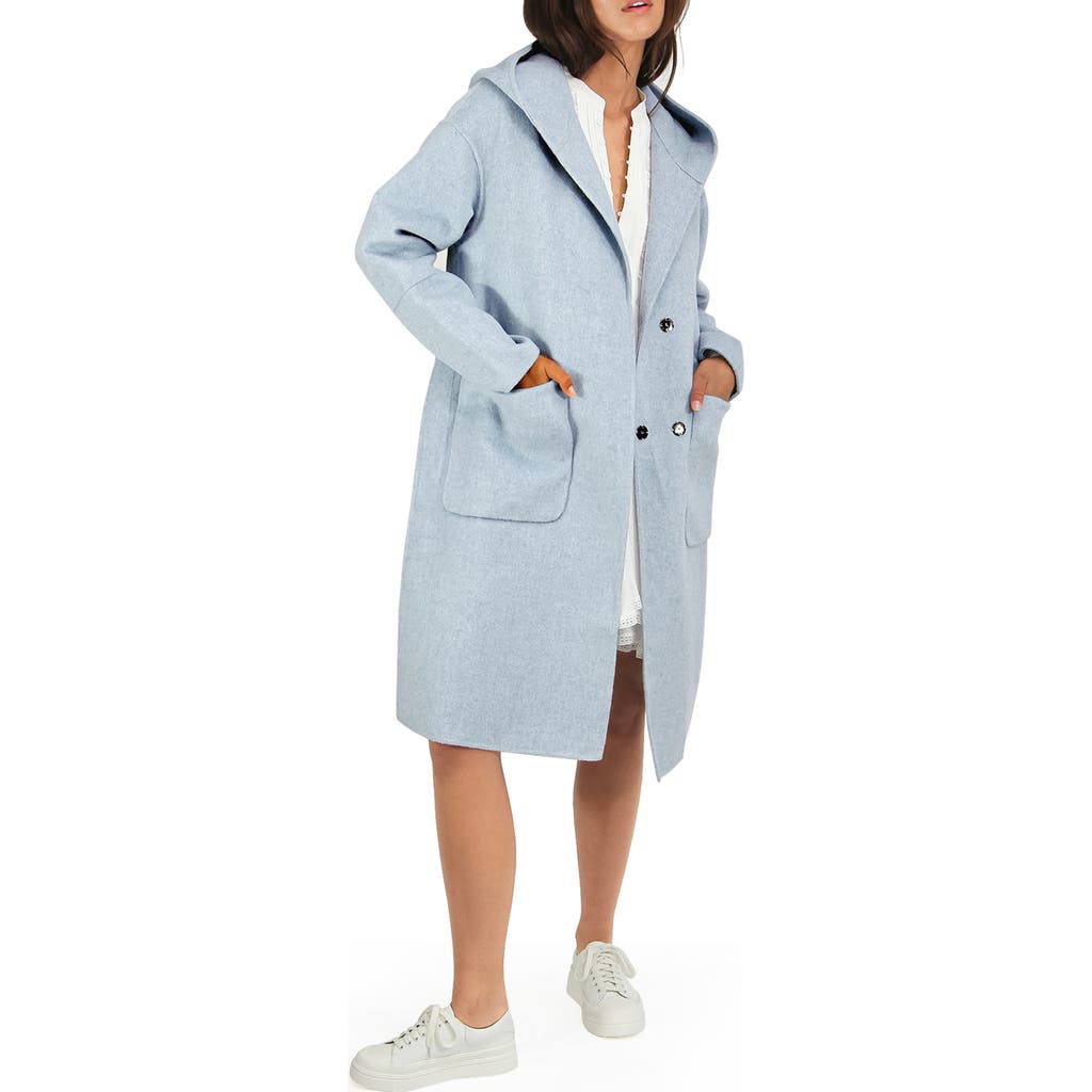 Belle & Bloom Walk This Way Wool Blend Coat In Blue