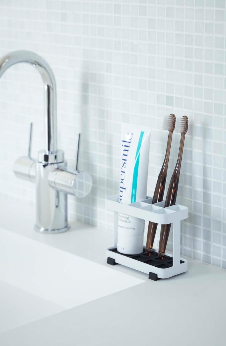 Yamazaki Toothbrush/Toothpaste Stand, Alternate, color, White