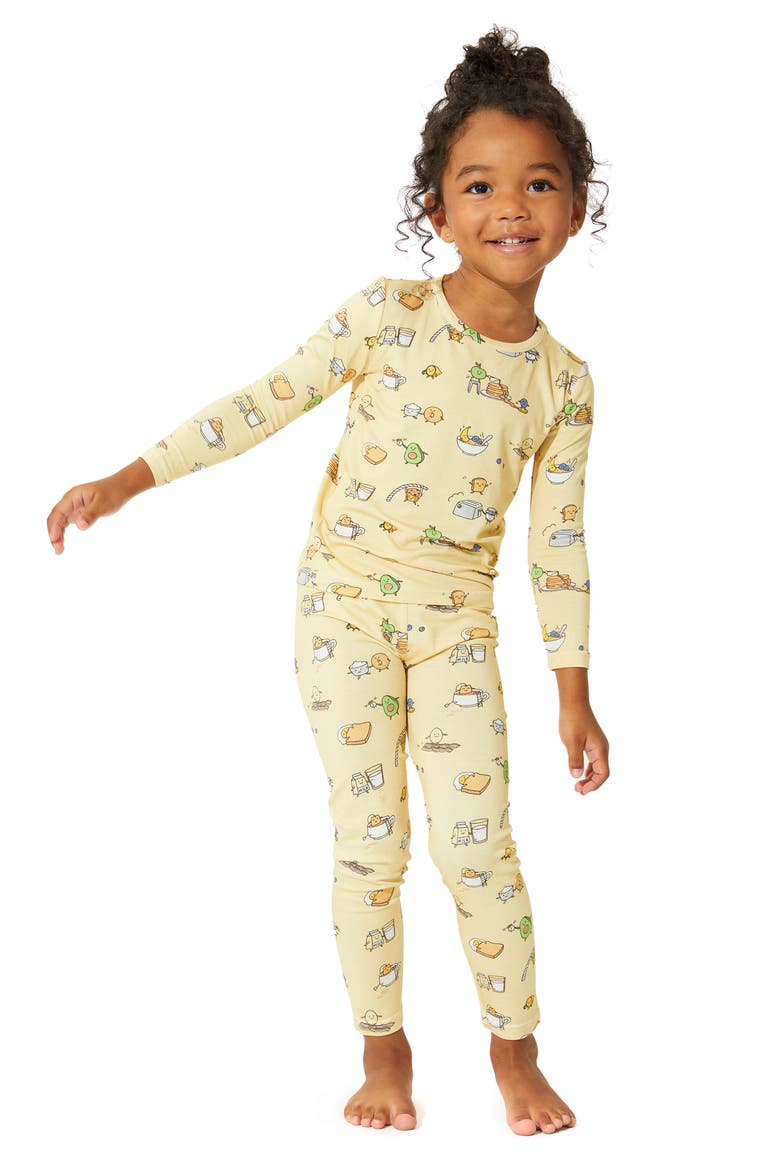 Kids' Love You Brunches Fitted Two-Piece Pajamas, Alternate, color, LOVE YOU BRUNCHES
