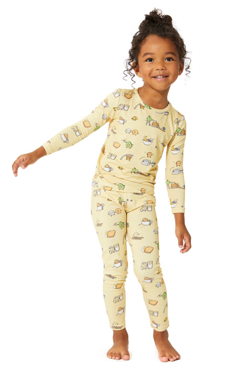 Bellabu Bear Kids' Love You Brunches Fitted Two-Piece Pajamas, Alternate, color,
