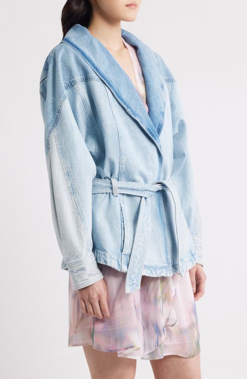 Hugo Boss Peplum-hem Jacket In Blue Rigid Denim With Belt