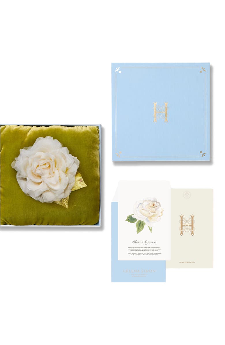 Helena Simon The White Rose Floral Brooch, Alternate, color, White