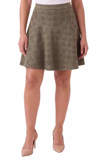 Laser Cut Faux Suede Miniskirt