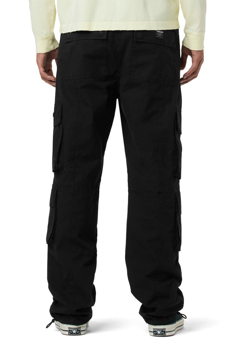 Drawstring Stretch Cotton Cargo Pants, Alternate, color, BLACK
