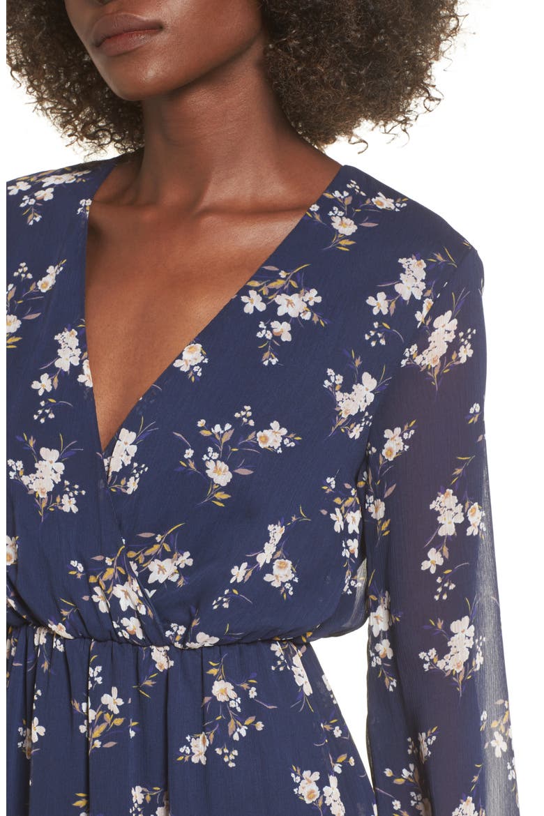 Surplice Maxi Dress, Alternate, color, NAVY SALMON FLORAL
