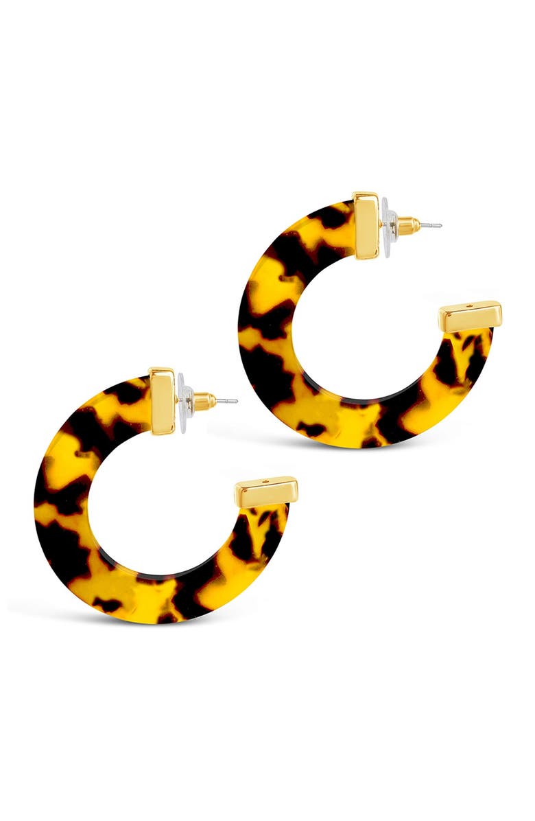 Sterling Forever Tortoise 50mm Resin Hoop Earrings, Main, color, 