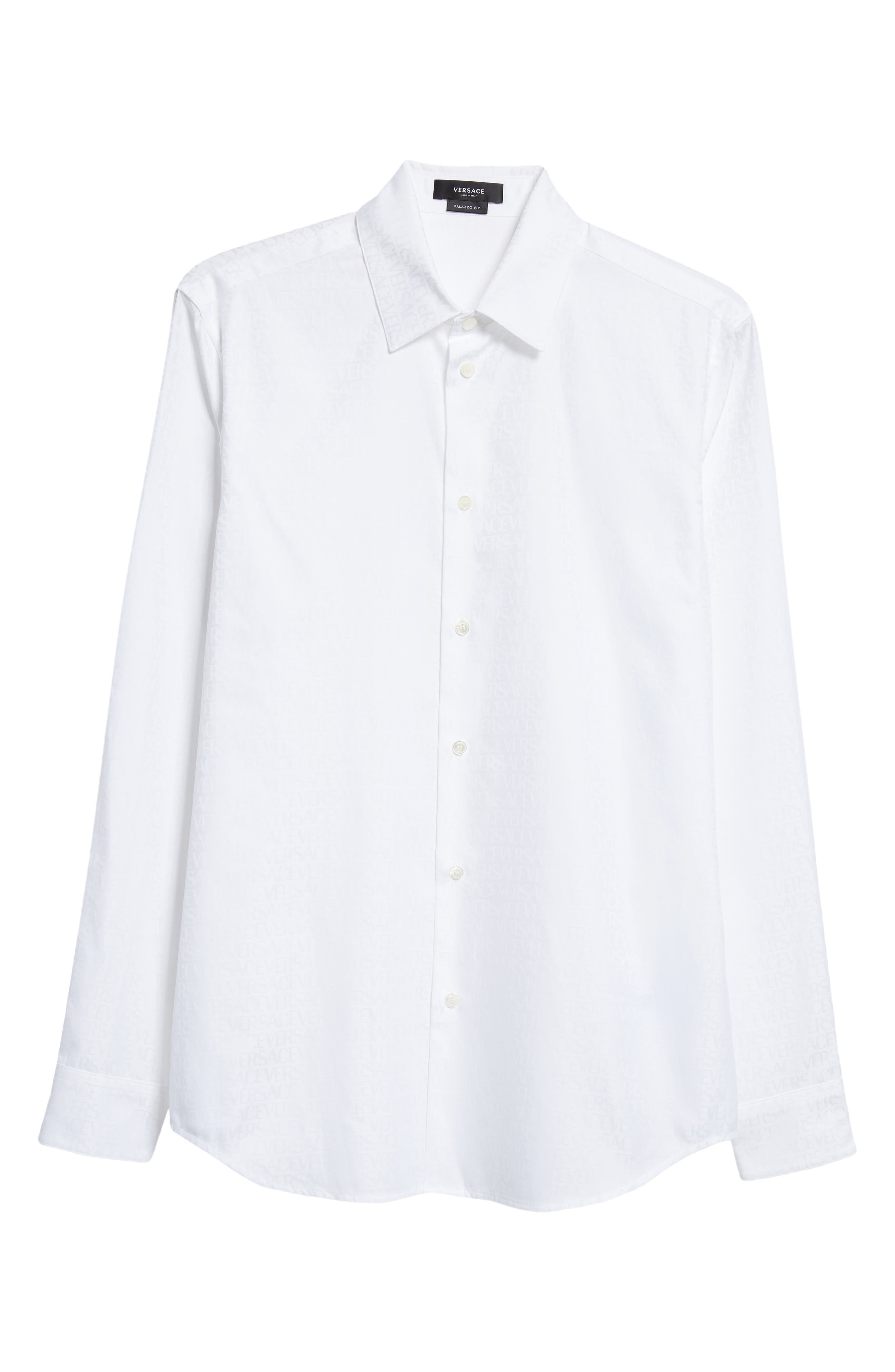 Versace Logo Jacquard Cotton Button-Up Shirt (Men) | Nordstrom