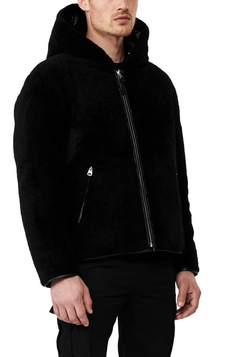 Bryce Reversible Water Resistant Genuine Shearling Down Coat, Main, color, BLACK