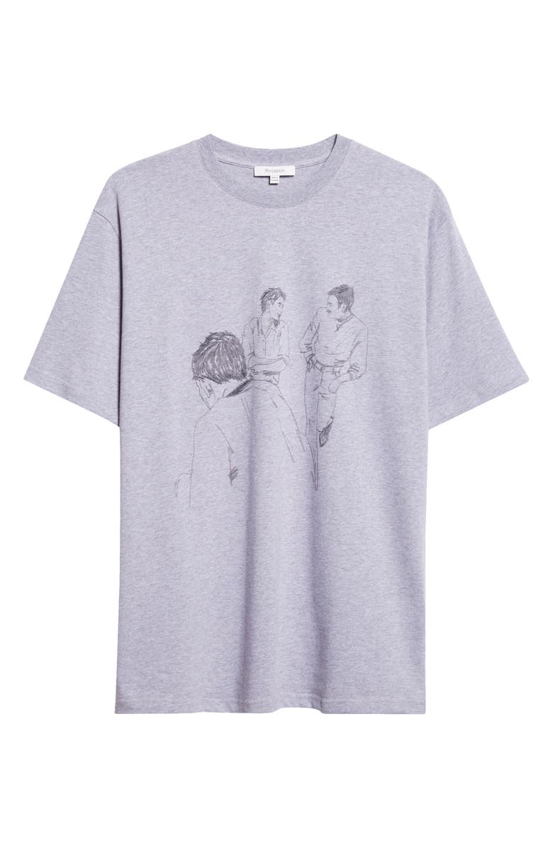 JW Anderson Cafe Scene Graphic T-Shirt, Alternate, color, Mid Grey Melange