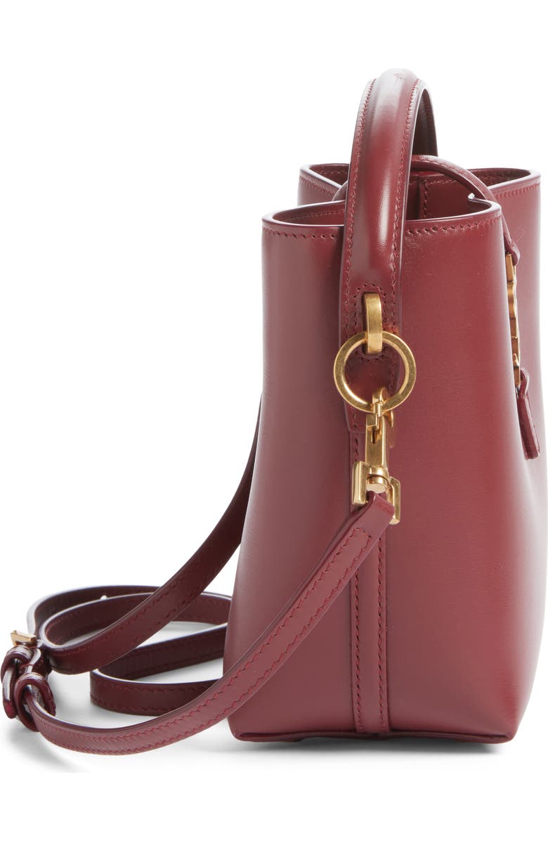 Saint Laurent Mini Le 37 Leather Bucket Bag, Alternate, color, New Dark Bordeaux