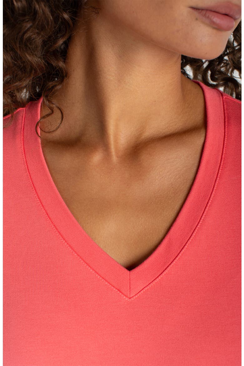 Short Sleeve V-Neck T-Shirt, Alternate, color, SUNSET CORAL