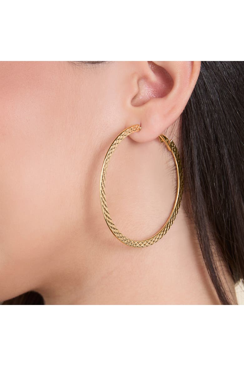 Textured Gold-Tone Large Hoop Earrings, Alternate, color, Gold