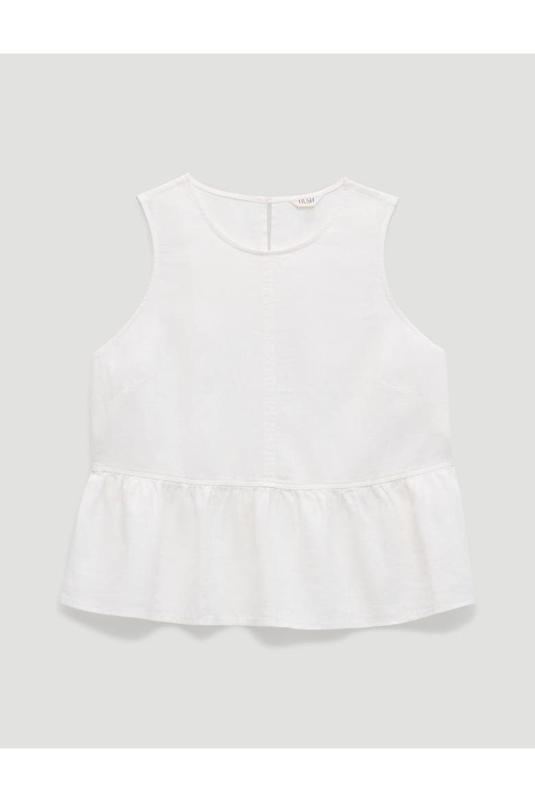 Nomie Linen Blend Peplum Top, Alternate, color, White
