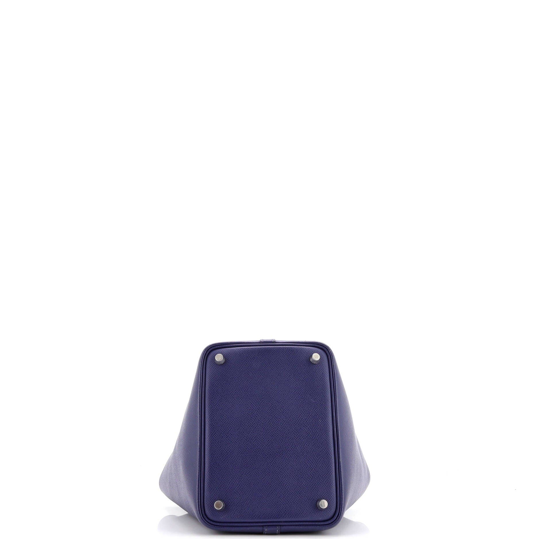 Pre-Owned Hermes Picotin Lock Bag Tressage Epsom PM, Alternate, color, Bleu Encre/Noir/Brique