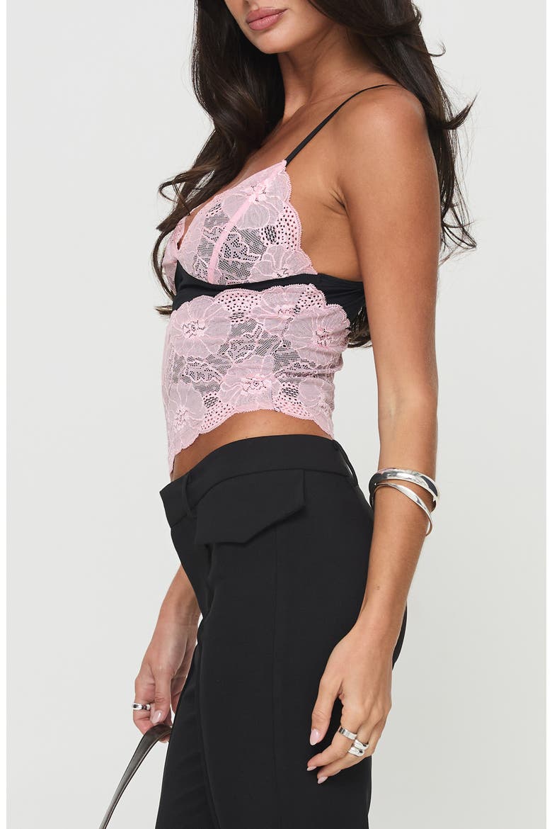 Antoine Lace Asymmetric Crop Camisole, Alternate, color, PINK / BLACK