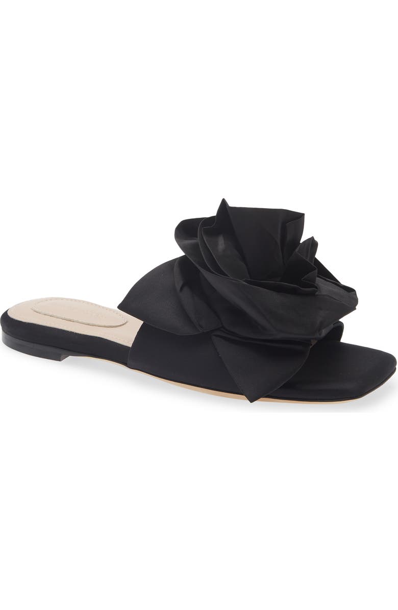 Simone Rocha Pressed Rosette Slide Sandal, Main, color, Black/ Black