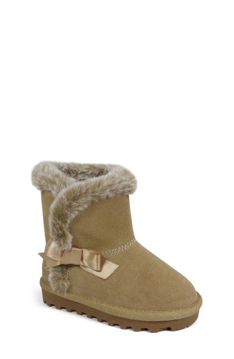 Kids' Suede Faux Fur Lined Boot (Baby & Walker)