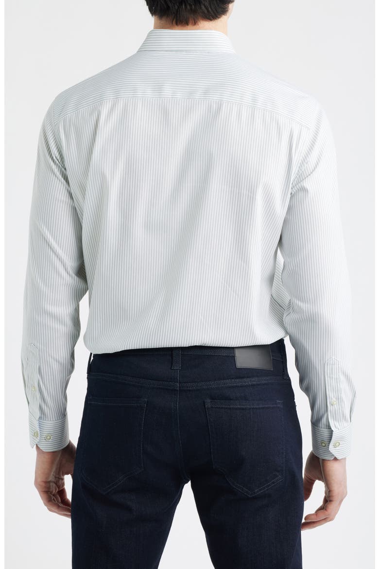 Ovation Stripe Non-Iron Stretch Cotton Button-Up Shirt, Alternate, color, GREEN STRIPED OXFORD
