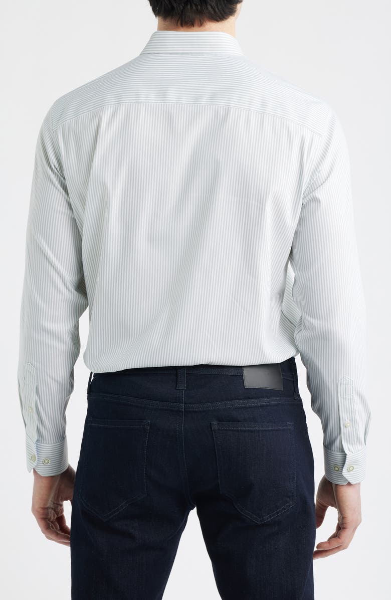 Johnston & Murphy Ovation Stripe Non-Iron Stretch Cotton Button-Up Shirt, Alternate, color, Green Striped Oxford