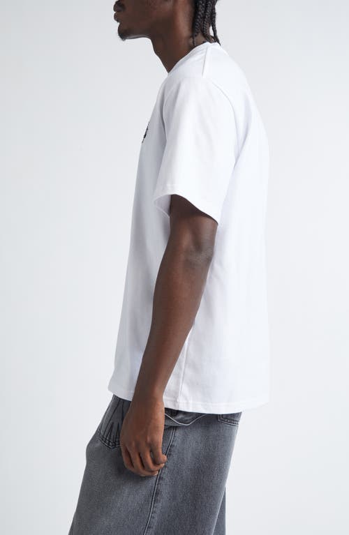 Jw Anderson Men White Crewneck T-shirt With Logo Embroidery On The Front In Cotton Man In White