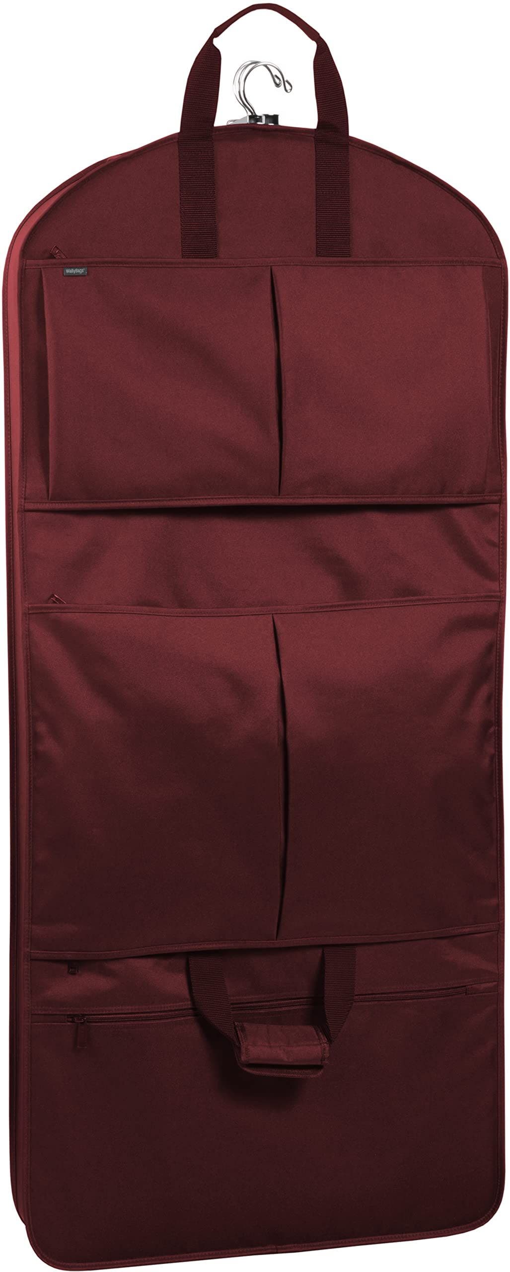 Wallybags 48" Deluxe Tri-Fold Travel Garment Bag with three pockets, Alternate, color, Merlot