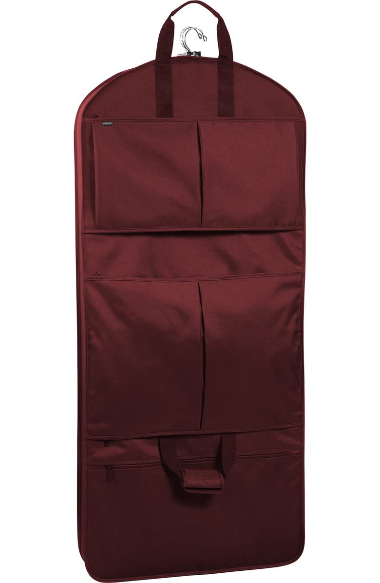 Wallybags 48" Deluxe Tri-Fold Travel Garment Bag with three pockets, Alternate, color, Merlot