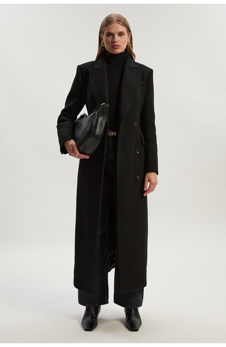Karen Millen Wool Blend Tailored Fitted Maxi Coat, Main, color, Black