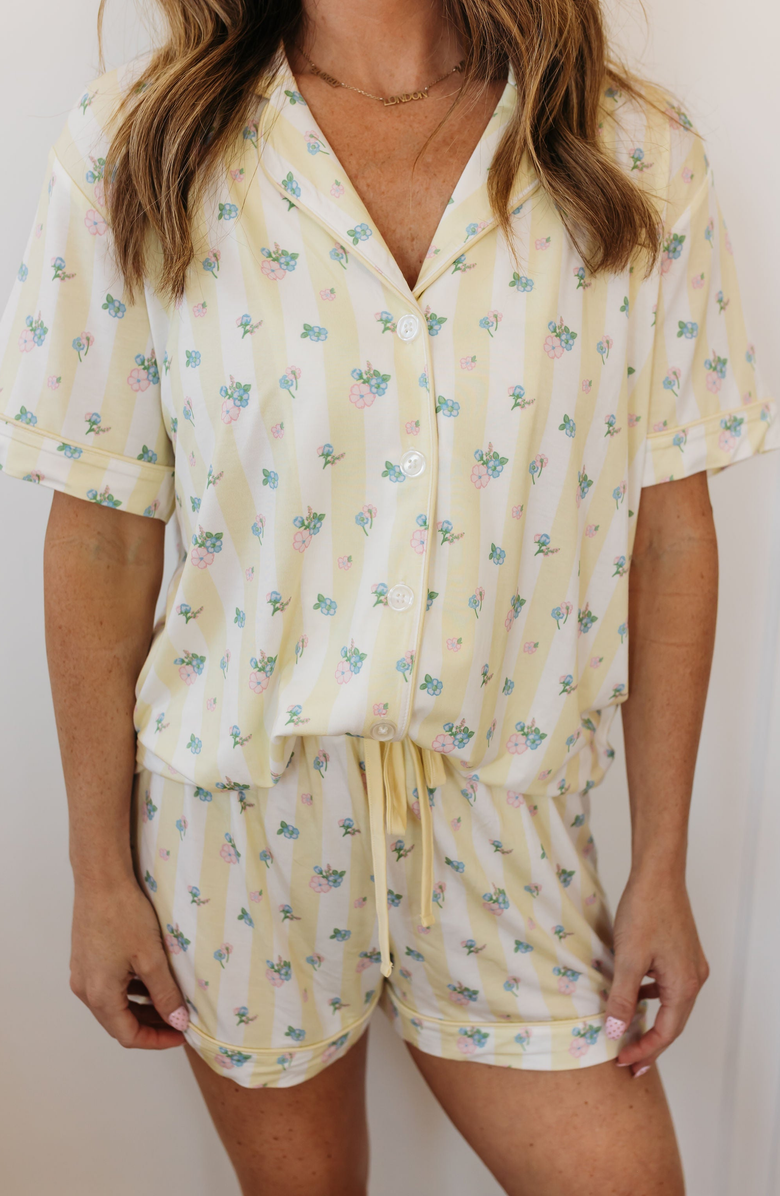 In My Jammers Harper Button Up Sleepwear Set, Alternate, color, Yellow Floral Stripe