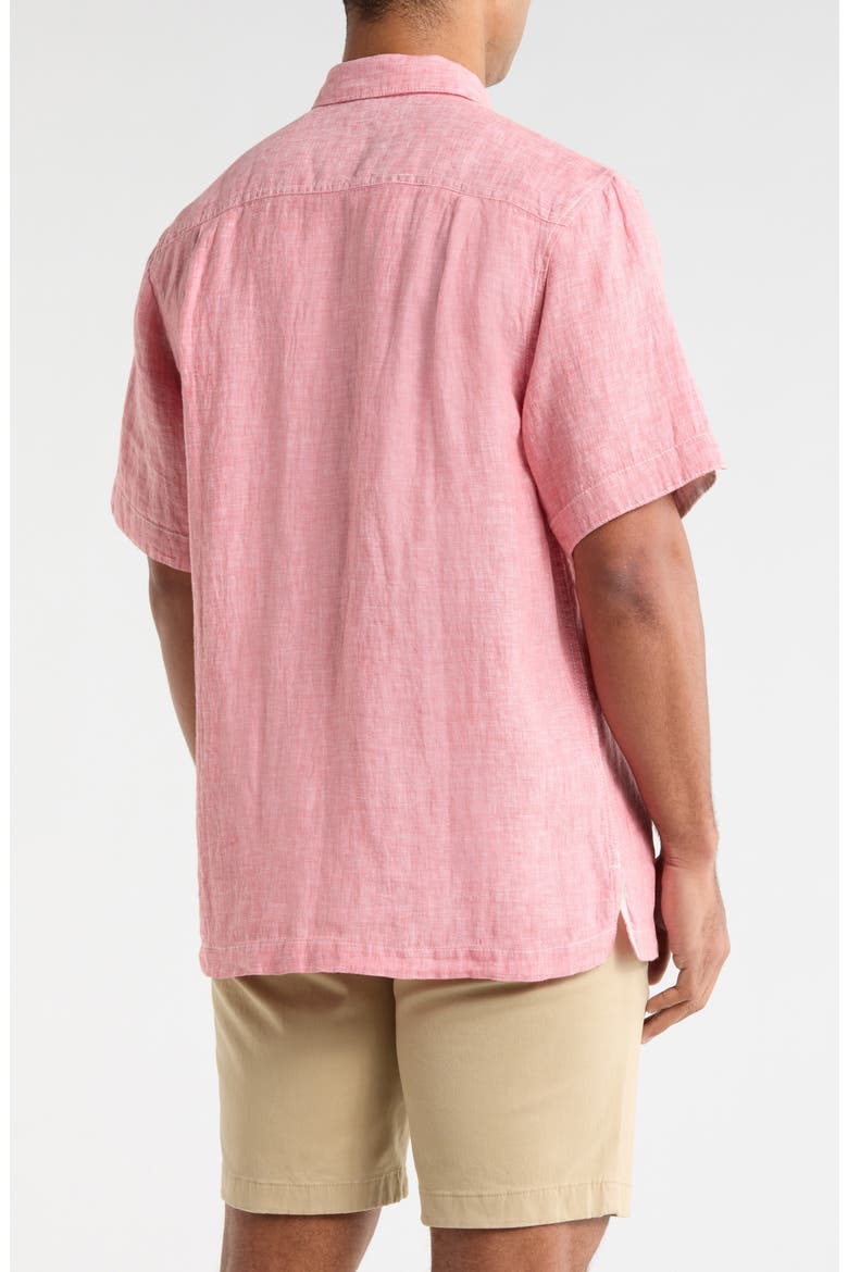Paradise Breezer Short Sleeve Linen Button-Up Shirt, Alternate, color, RED SUNSET