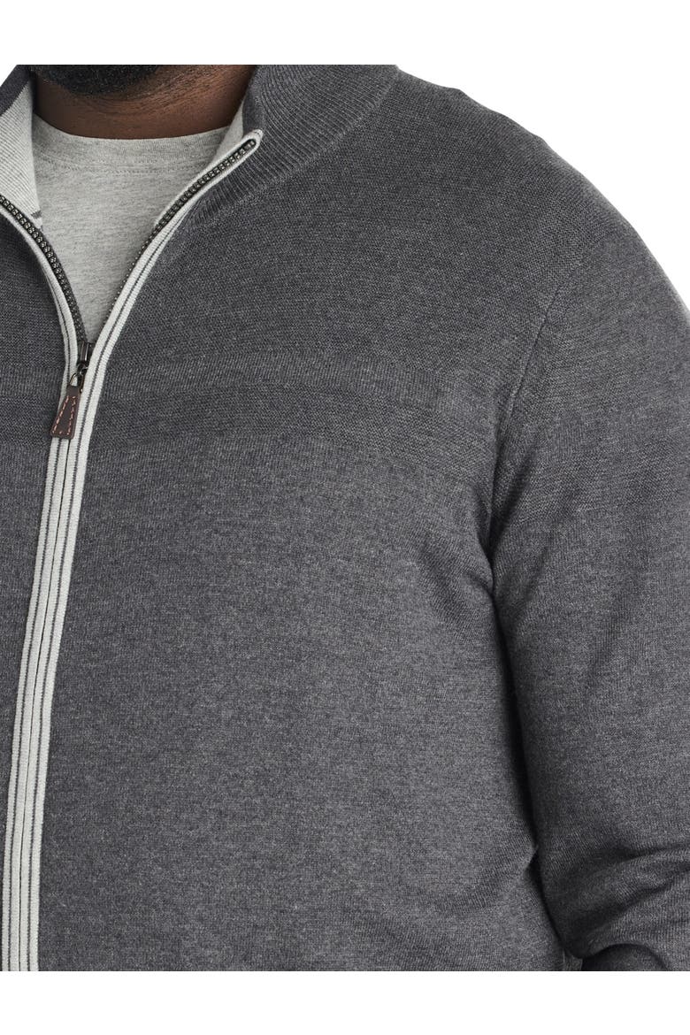 Big & Tall Mockneck Zip-Front Sweater, Alternate, color, CHARCOAL HEATHER