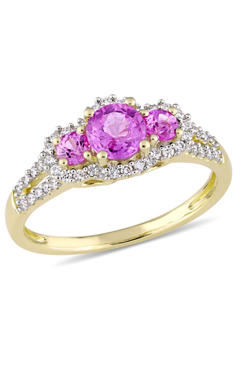 Julianna B. Pink Sapphire & Diamond 3-Stone Ring 14k, Main, color, Sapphire