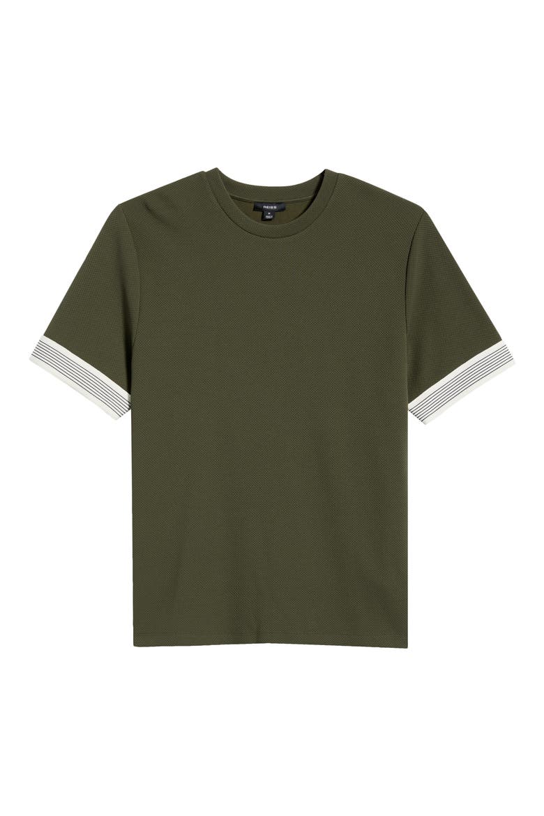 Aries Textured Contrast Cuff T-Shirt, Alternate, color, DARK FOREST GREEN