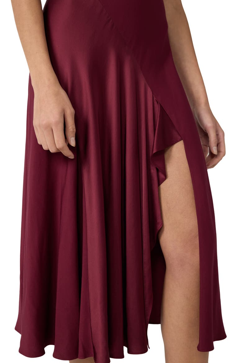 Araminta Mixed Media Midi Dress, Alternate, color, CHERRY WOOD
