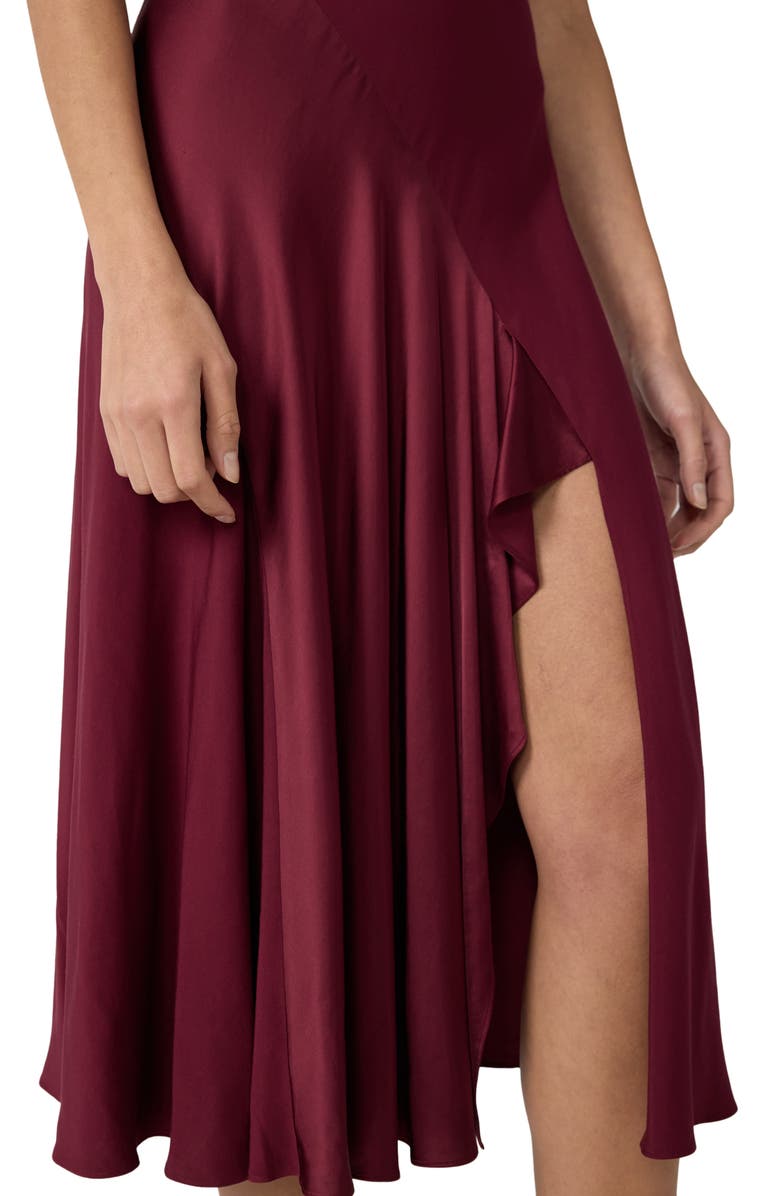 DVF Araminta Mixed Media Midi Dress, Alternate, color, Cherry Wood