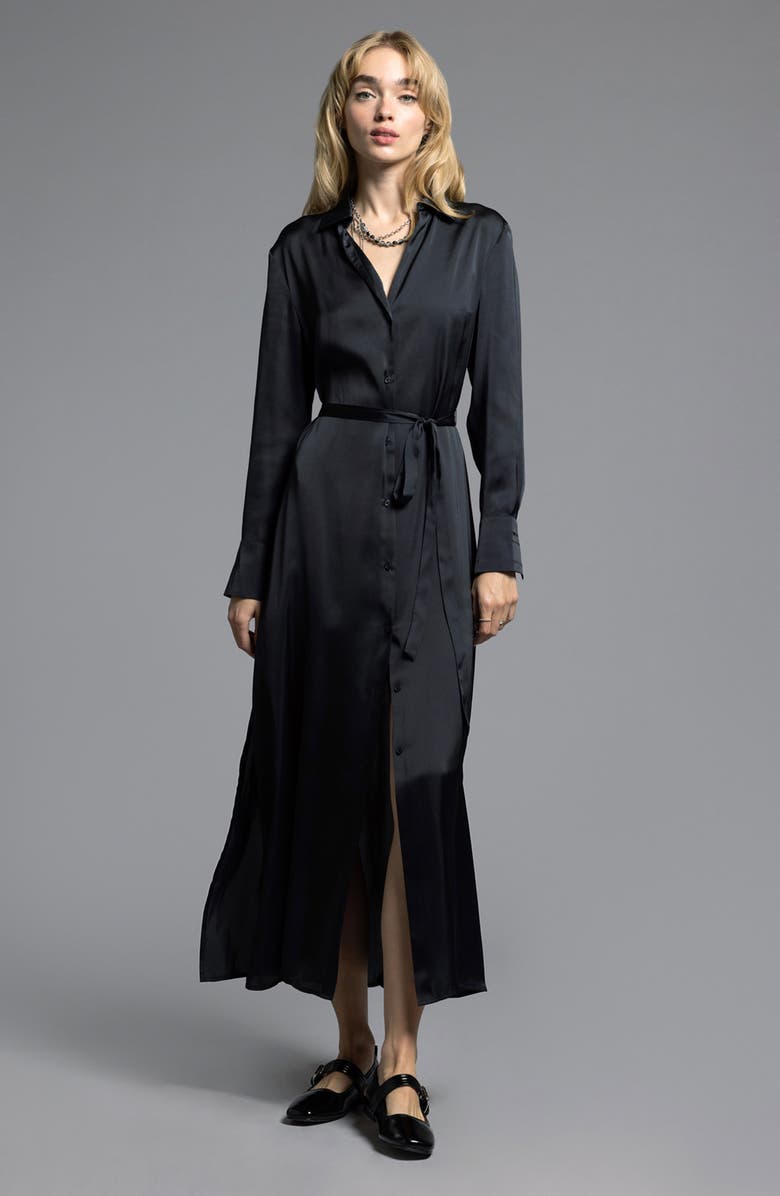 WEEKEND LOS ANGELES Yves Long Sleeve Shirtdress, Alternate, color, Black