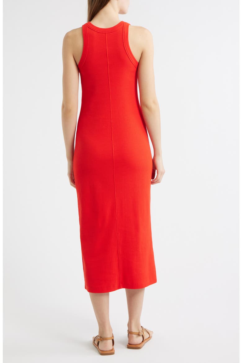 Everyday Rib Stretch Cotton Midi Tank Dress, Alternate, color, TOMATO