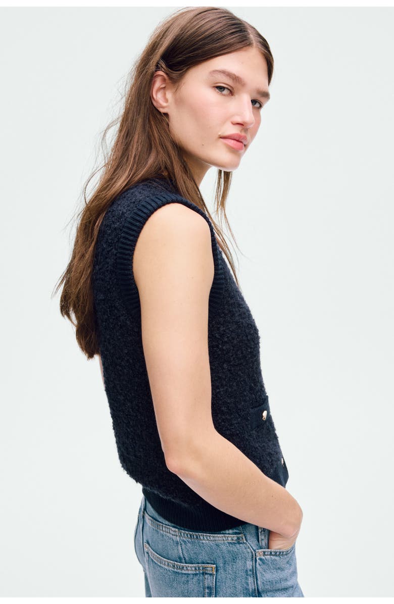 H&M Bouclé-knit Waistcoat, Alternate, color, Navy Blue