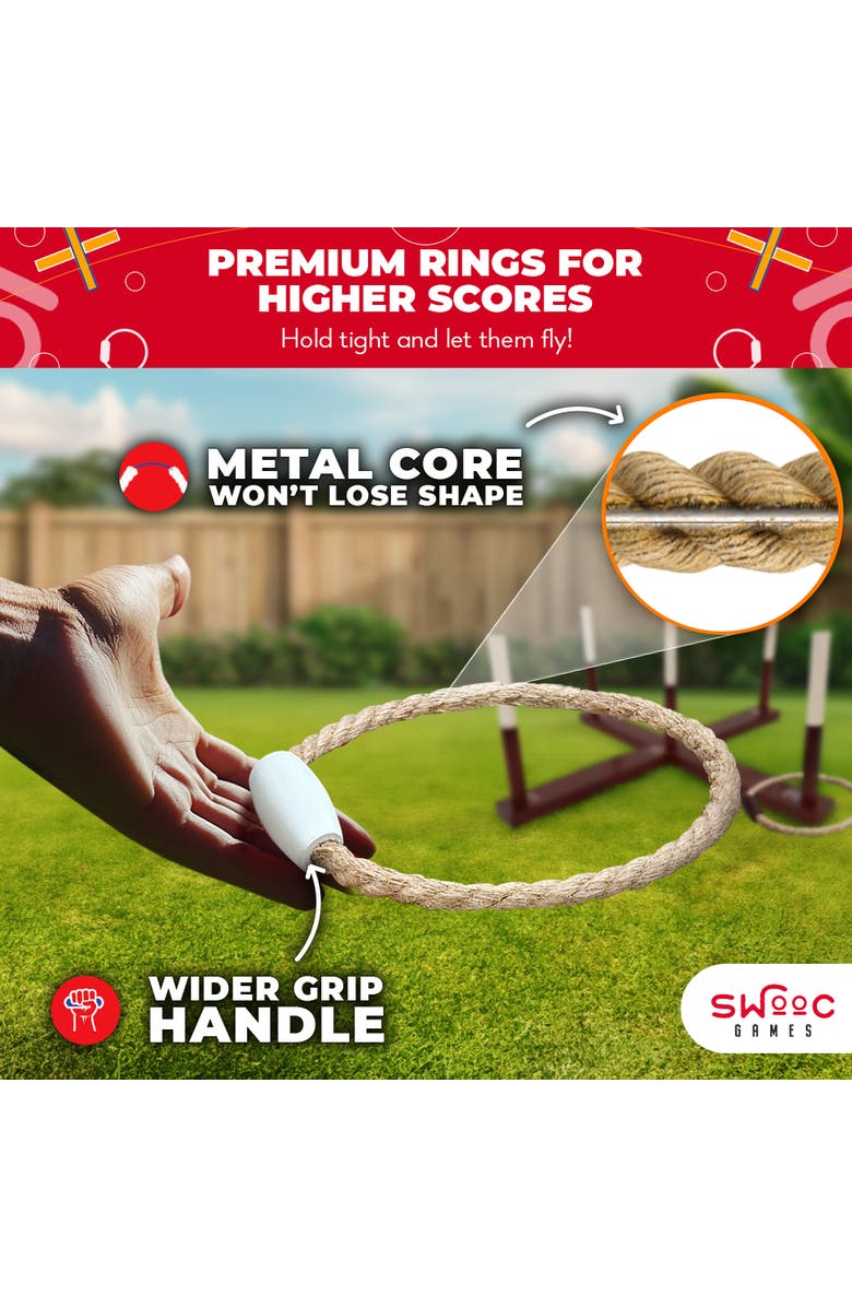 Swooc Games Giant Rustic Ring Toss Outdoor Game, Alternate, color, Brown