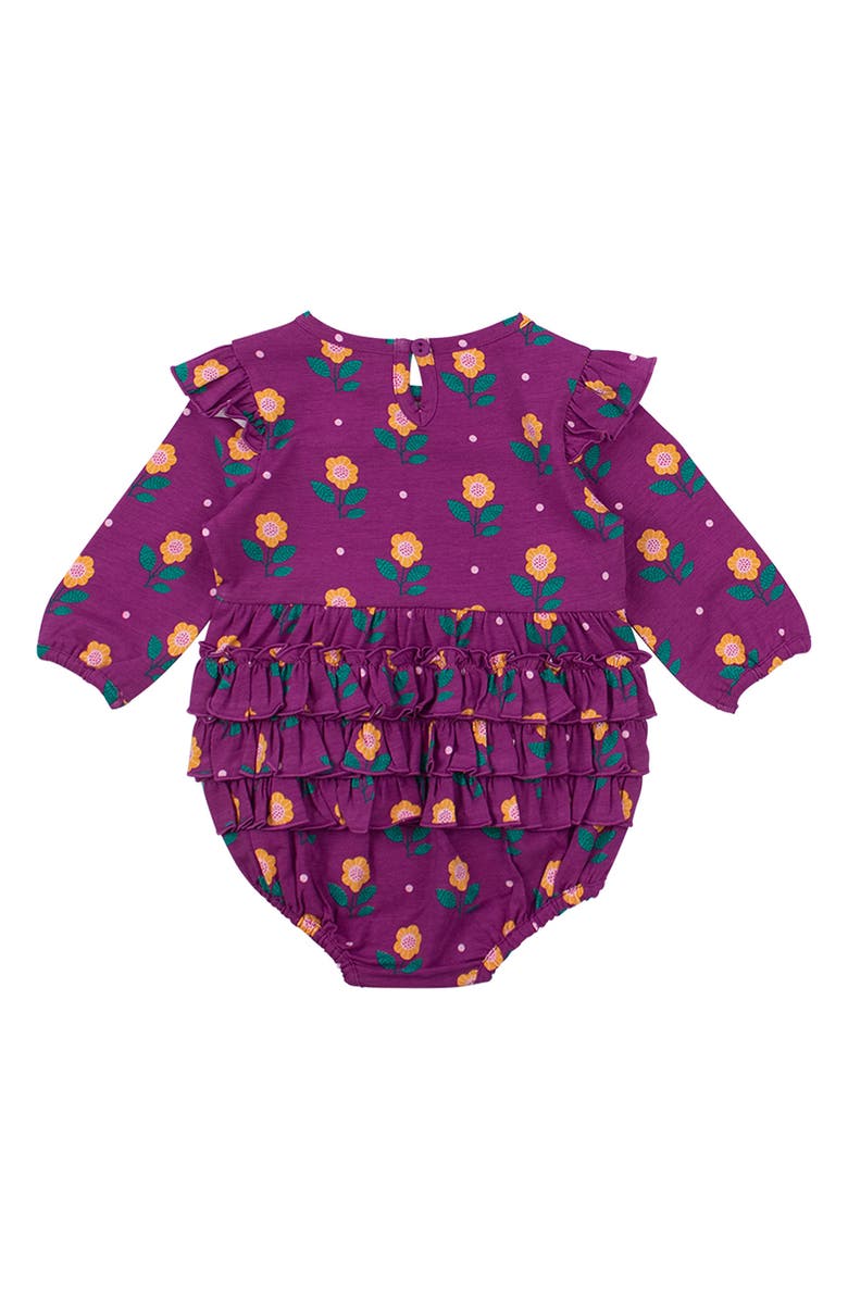 RuffleButts Sunflower Meadow Bodysuit, Alternate, color, Purple