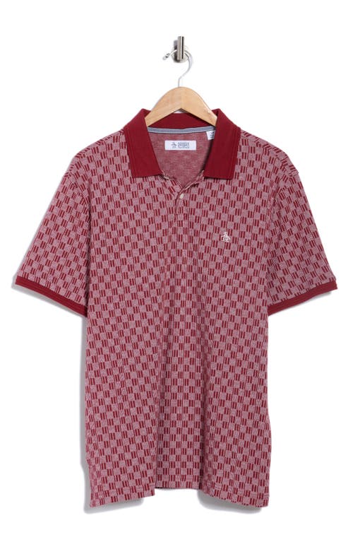 Original Penguin Check Jacquard Knit Polo In Burgundy